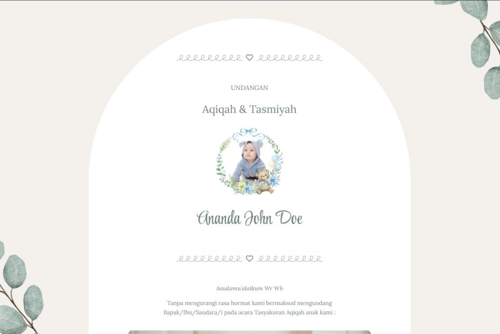Contoh Undangan Aqiqah Anak