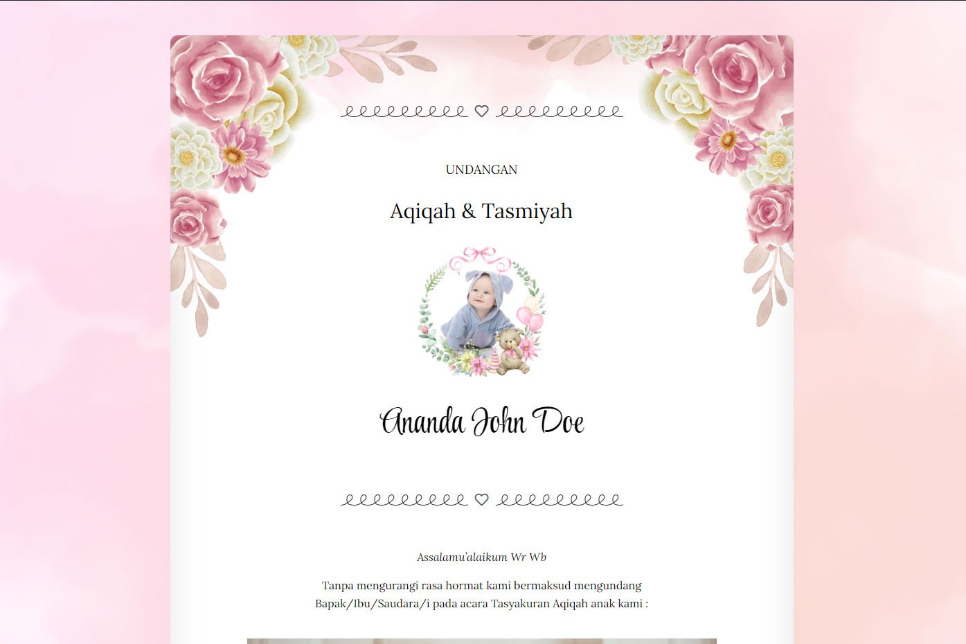 Contoh Undangan Aqiqah Anak