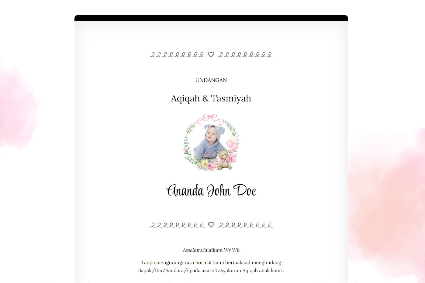 contoh undangan aqiqah